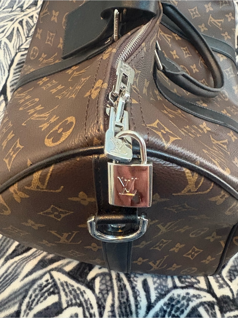 Keepall 50 Monogram Duffel with Brown Canvas and Black Trim - Picture 3 of 6